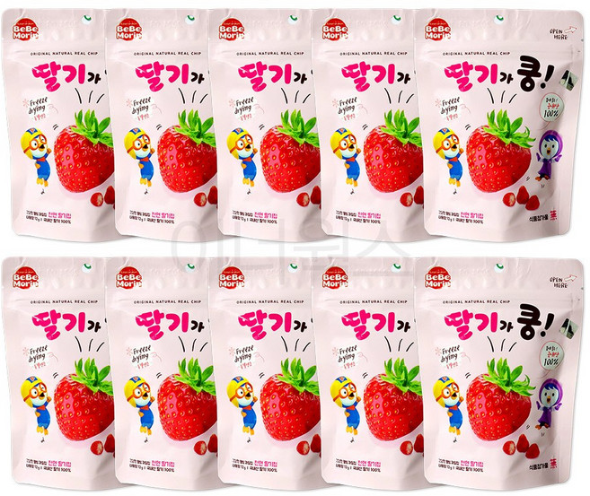 뽀로로 천연 딸기가 쿵 x 10개 동결건조 과일칩, 12g