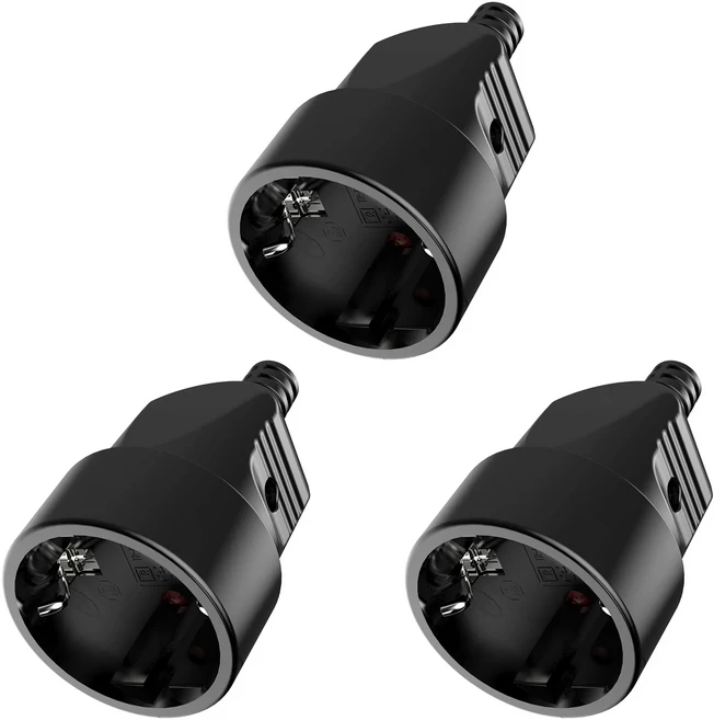 3개입 EU 슈코 플러그 커플링 2극 독일 교체용 재배선 가능 여성용 아울렛 커넥터 전원 연장 케이블용, 01 빠른, 01 EU