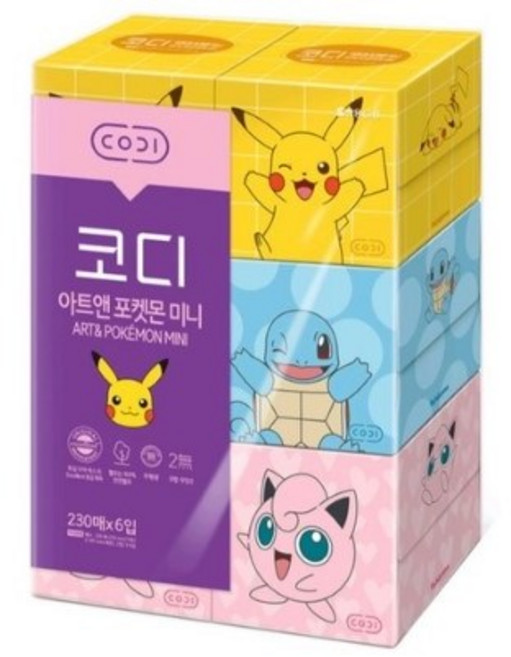 코디 아트앤 포켓몬 미니 2겹 랜덤발송, 230매, 36개