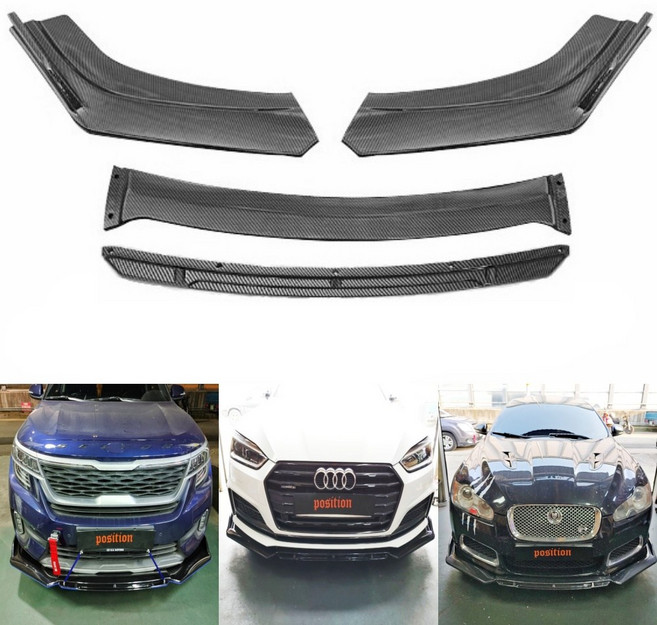 전차종립댐 공용호환 범퍼 프론트댐 에어댐 4단 에어로파츠 바디킷 DIY 튜닝 카본립댐, 프론트4P(카본세트)레드라인증정