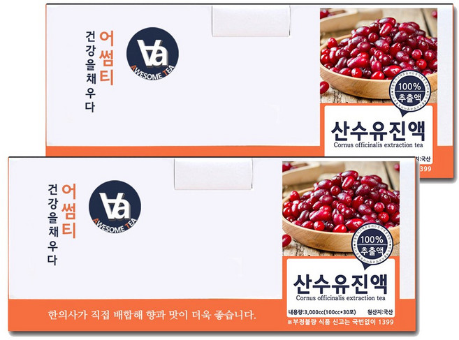 중저온추출 16시간 국산 산수유즙 진액 엑기스, 60개, 100ml