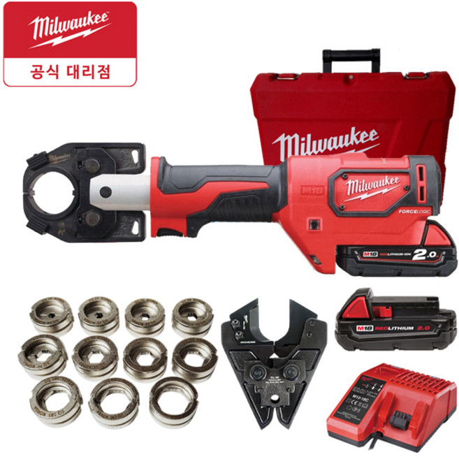 밀워키 M18 HCCT-202C 유압케이블 압착기 풀세트 2Ah 배터리 다이스 죠우포함, 1개