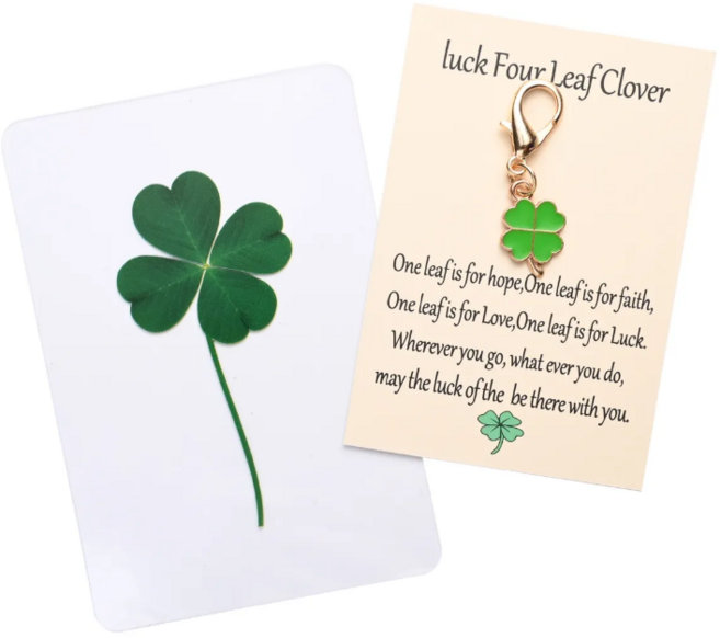 HSH 네잎클로버 행운 키링 코팅 카드 세트