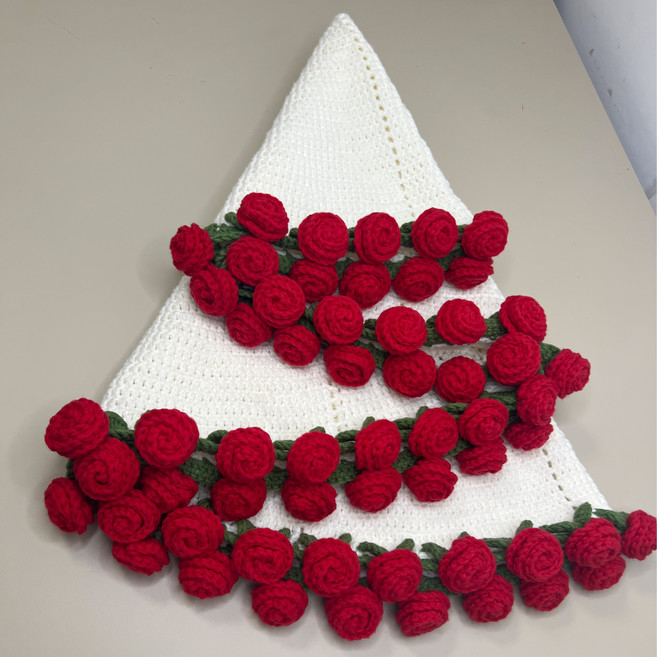 모미얀 장미 꽃다발 담요 코바늘 DIY 키트, 다홍장미100(아이보리), 1세트