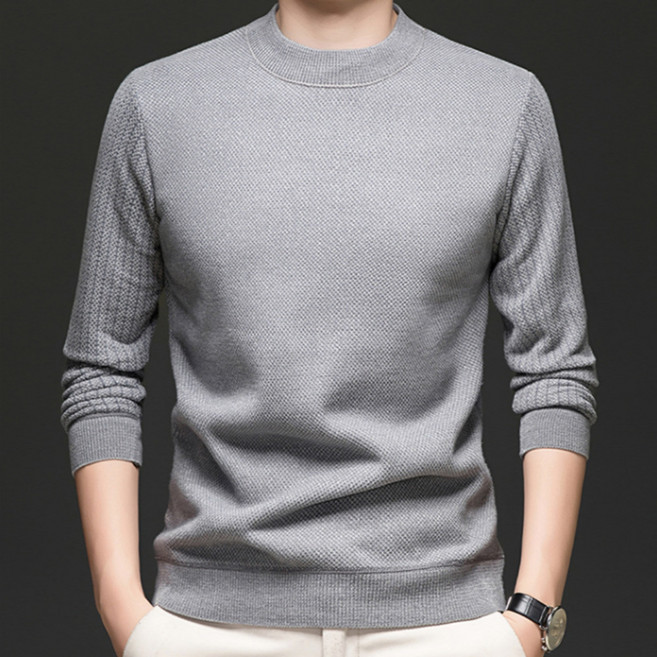 코엑티 남성 겨울 모던 버티컬 벨벳 기모 라운드 스웨터