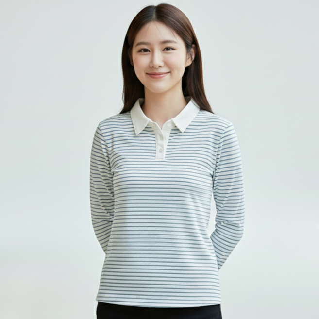 니즐랜드 여성용 스위티 스트라이프 카라티 긴팔티셔츠 s부터 3xl까지