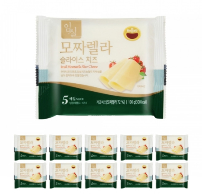 푸드톱10 임실치즈농협 모짜렐라슬라이스치즈, 100g, 10개