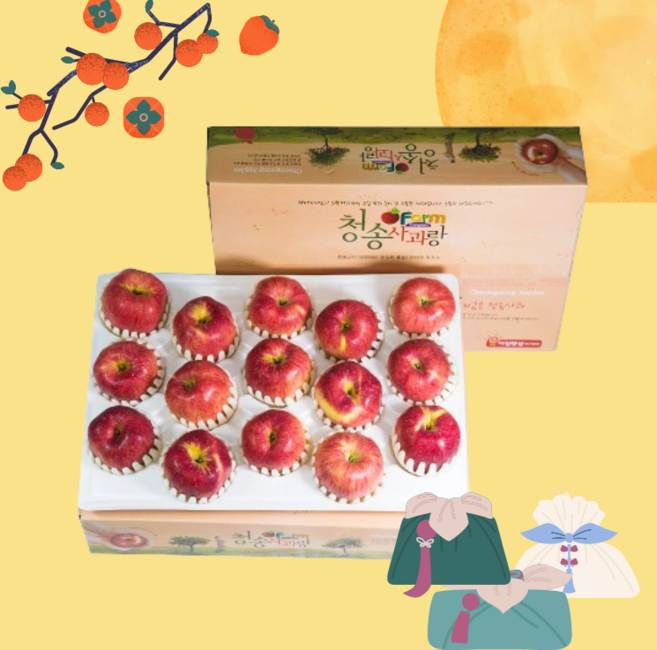[프레쉬뉴] 고급 청송 사과 선물세트 명절 실속 프리미엄 최상품 과일 선물 세트, 1세트, 청송사과 선물세트(3호)(상품) 대과 2.5kg