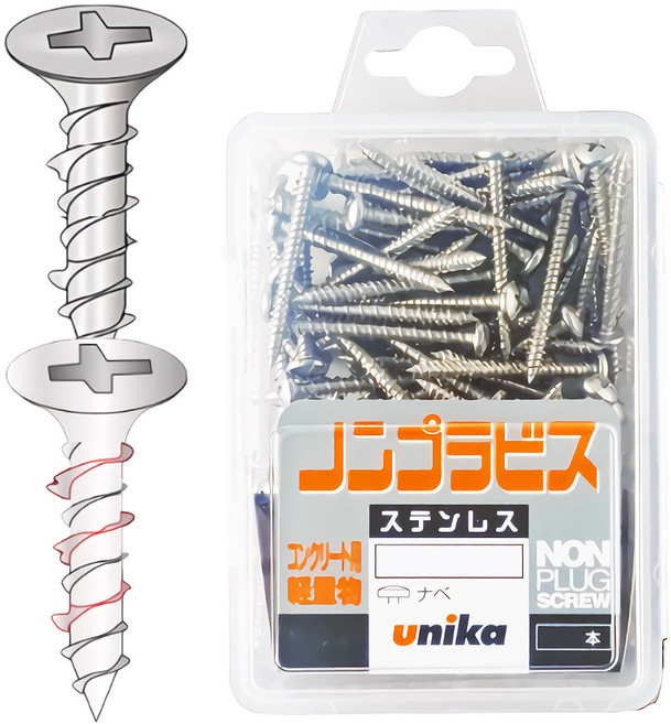 유니카 논프라피스 석고 콘크리트 나사 직결 칼블럭, 4파이 냄비머리 P438 4x38mm 125p