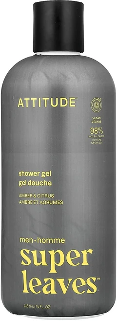 ATTITUDE 슈퍼 리브스™ 샤워젤 남성용 앰버 & 시트러스 향 415ml (14 fl oz) ATT-11721, 1 - 쿠팡