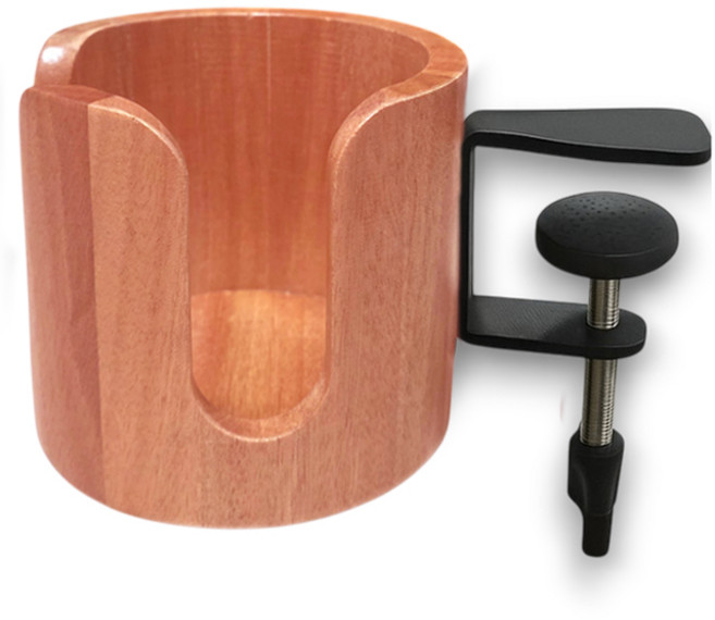 Living100 클램프형 우드 멀티 거치대 데스크 컵홀더 컵받침대, 1개