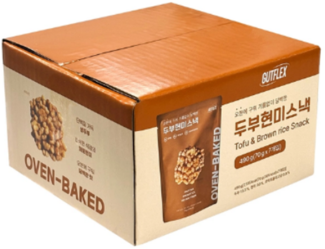 GUTFLEX 것플렉스 두부현미스낵 국내산 현미 토핑 사무실 단백질과자 식이섬유 프리바이오틱스 건강간식 수제, 490g, 1개