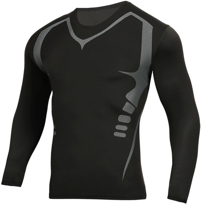 East May 速乾緊身運動長袖T恤 男款透氣排汗健身衣