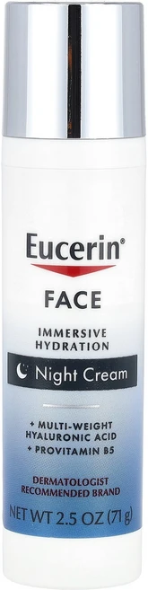 Eucerin 얼굴 이머시브 하이드레이션 나이트 크림 향료 무함유 71g(2.5oz) Eucerin (유세린), 유세린 Eucerin 얼굴 이머시브 하이드레이션 나이트, 1개 - 쿠팡