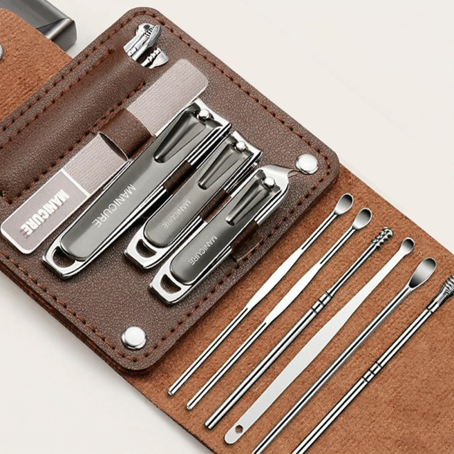 드림이지 정밀 절삭력 휴대용 손톱깍이 10종 세트, 1세트, 브라운