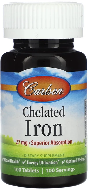 단백질 비타민 철분 마그내슘 칼슘 Carlson 킬레이트화 철분 27mg 100정 고루고루섭취해주세요, 1개 - 쿠팡