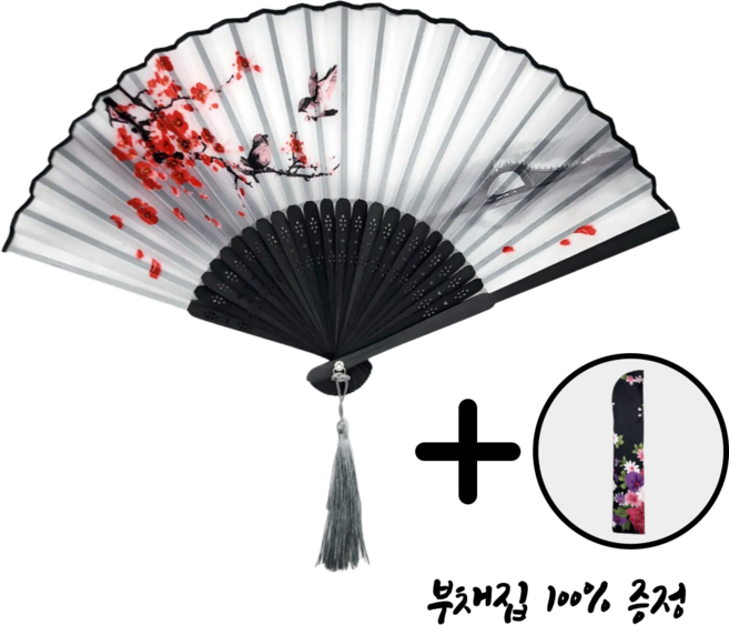 [패션의완성] 실크 접이식 대나무 부채 외국인선물, 1개, 04. 매화꽃 피니 그 님 오시네