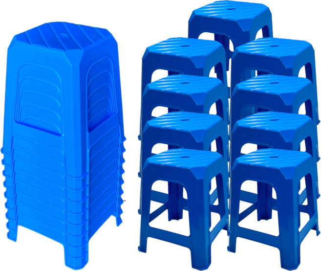 나코 간이 플라스틱 의자 야외용 편의점 튼튼한 고하중 사각 행사용 포장마차의자, 스카이블루, 9개