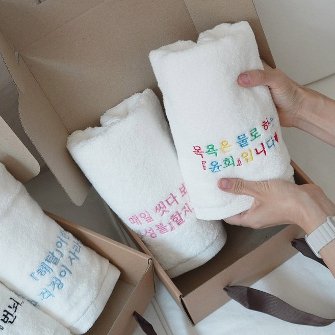 불교 수건 선물 세트 깨달음 6종 [불교박람회 붓다 타올 부처 굿즈 위로 응원 타월 자수], 1.오늘의번뇌+해탈이란, 흰색, 1세트