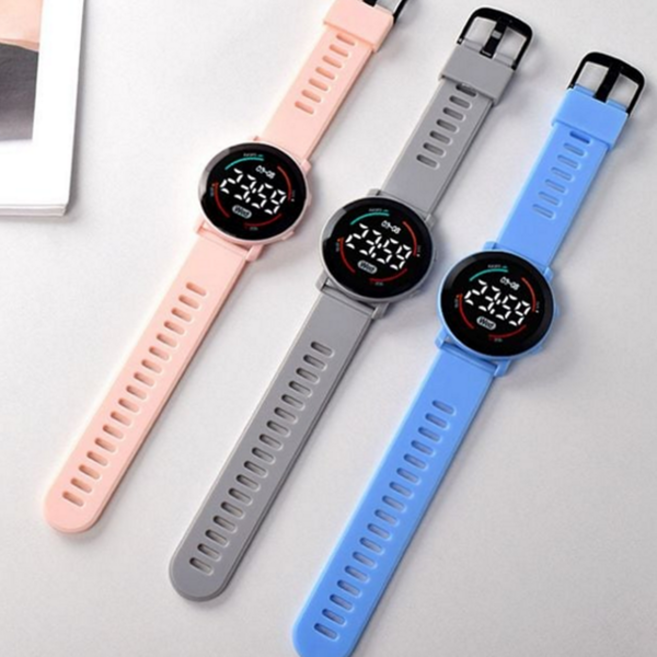 led 손목 시계 42mm 전자 청소년 방수 학생용 손목 시계 디지털 남녀공용 실리콘 스트랩 다이얼 아동용
