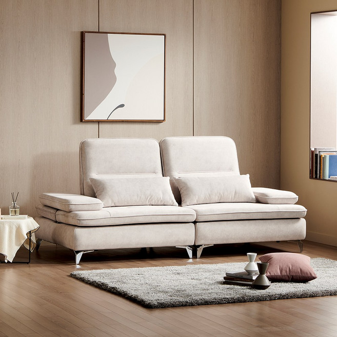 엠마 이지클린 조야원단 등받이조절 3.5인 소파 (쿠션포함) - 3color, 핑크베이지