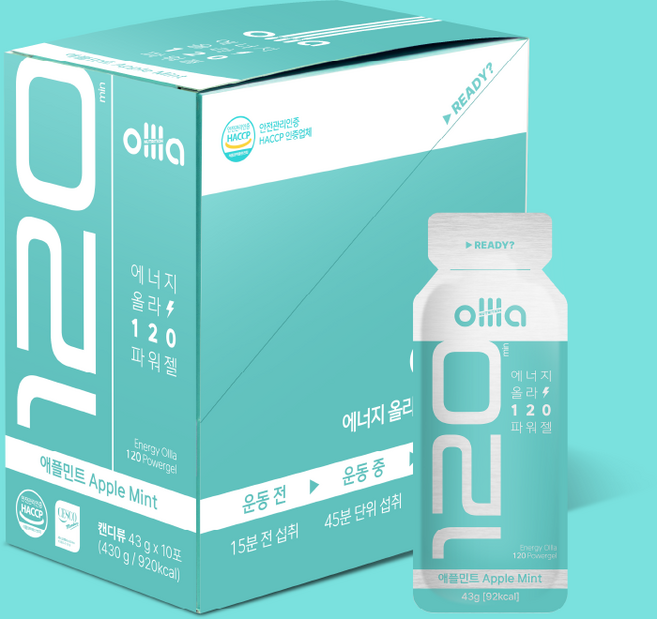 [BAS x ollla] 올라 UPGRADE 120 파워젤 애플민트 10개입, 43g, 10개