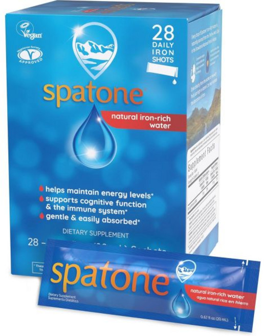 스파톤 내추럴 액상 아이언 여성용 - 남성 이상 용 임신 중에 이상적 흡수 용이 부드러움 비건 주의자용 오리지널 맛 28일 20mL 파우치당 5mg의 Spane, 1개