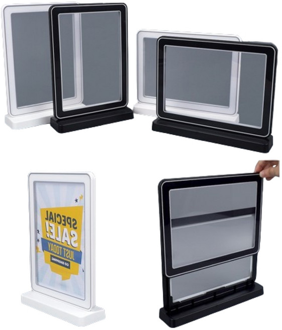 슬라이딩 T자 안내판 메뉴판 메모 보드 광고용 pop 베이커리 빵 홀더 안내장 사진 액자 게시판 카타로그 카달로그 홍보물 홍보 액자 스탠드 프레임 붙임판 검정 흰색 A5, 세로 검정