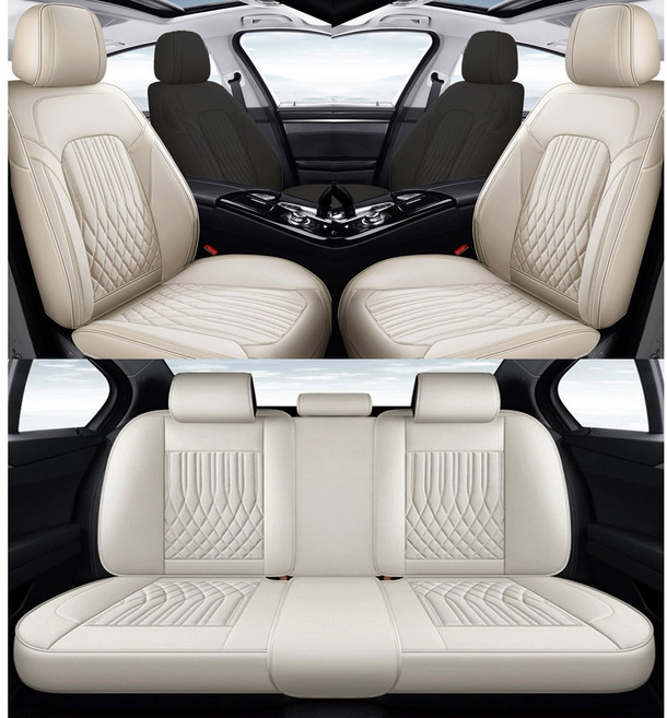 제니븐 자동차 차량용 카 보호매트 가죽 방석 교체 운전석 시트커버 SF-870 풀세트, 1세트, 바닐라베이지