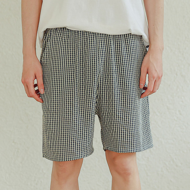 글램공감 지지미 썸머체크 냉감 5부 파자마 바지