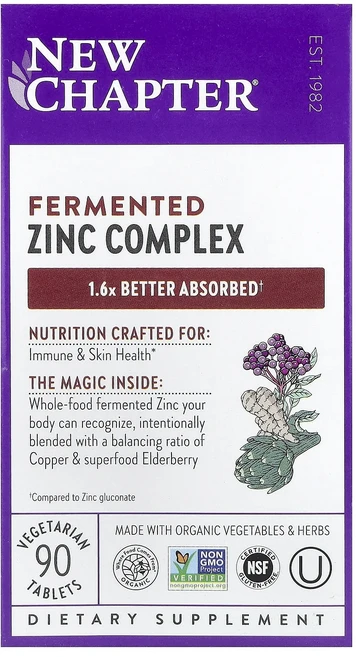 단백질 비타민 철분 마그내슘 칼슘 New Chapter 발효 아연 복합체 식물성 정제 90정 고루고루섭취해주세요, NewChapter발효아연복합체식물성정제90정, 1개 - 쿠팡