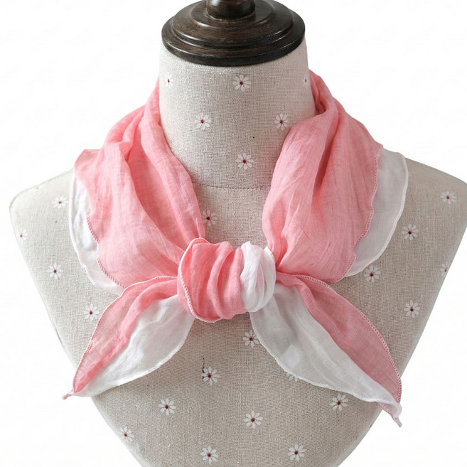 메리앤유 국내생산 투톤 배색 면혼방 쁘띠 미니 스카프