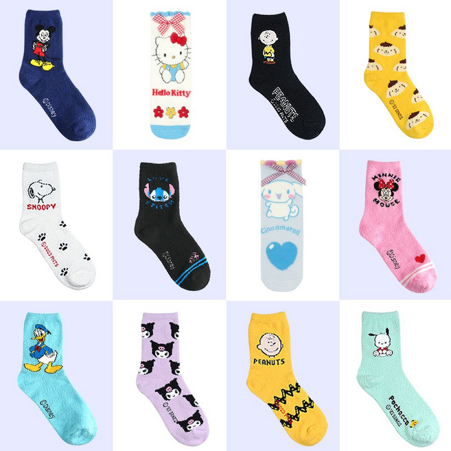 키키야 삭스 산리오 디즈니 스누피 43종 캐릭터 수면양말 기획전