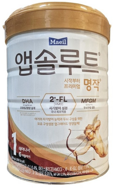 매일유업 앱솔루트 시작부터 프리미엄 명작 2FL 1단계, 800g, 1개