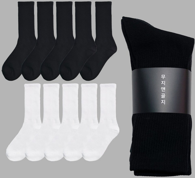 10 무지앤골지/ 국산 10켤레 /장목스쿨삭스/ 여성 학생용 롱 골지 스쿨삭스(혼합가능)