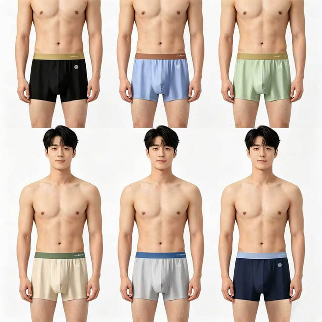 남성 고탄력 쿨메쉬 트렁크 팬티 빅사이즈 스포츠 통기성 속옷 6종 세트