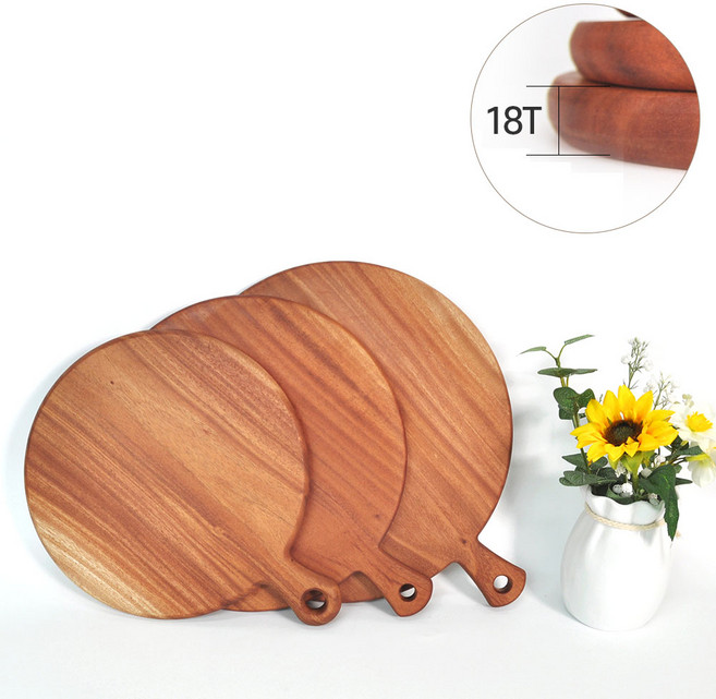 수지매트 마호가니 원형핸들도마 18T 플레이팅 통원목 원목도마 나무, 마호가니 원형핸들도마 대 10003