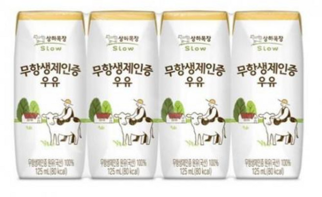 상하목장 무항생제 인증우유 멸균 실온 125mlx24개, 125ml