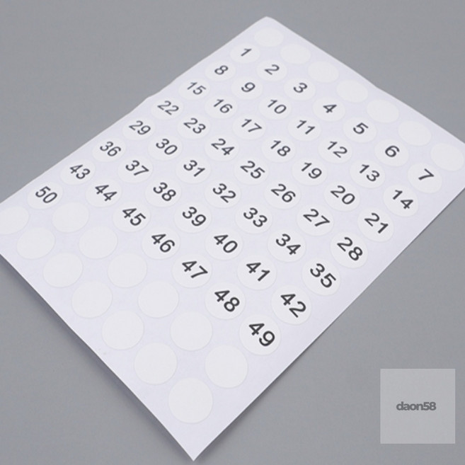 다온58 원형 숫자 스티커 10종 신발장, 1~50 옐로우