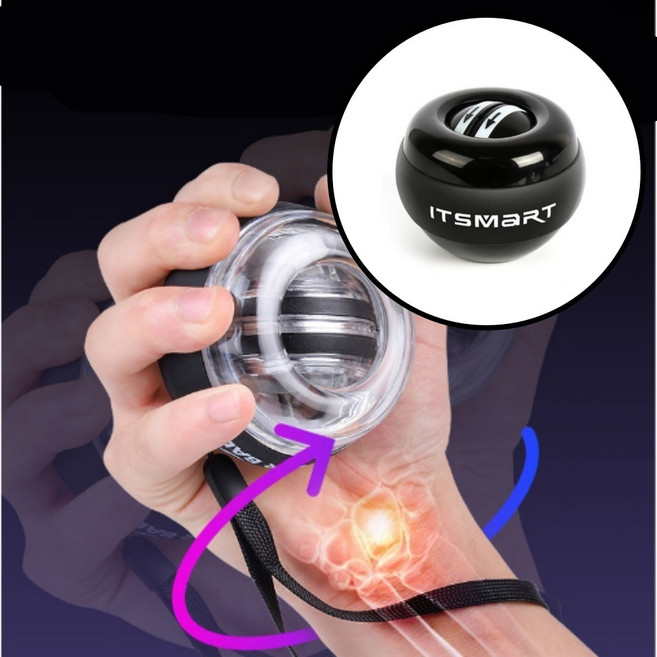 LED 자이로볼 손목터널증후군 예방 팔 전완근 강화 운동기구, 1개, 스텝에이 올블랙