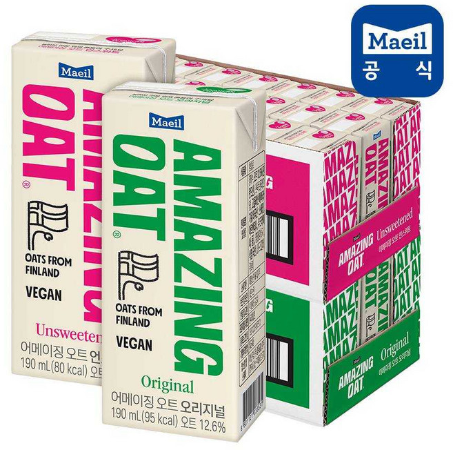 매일 어메이징오트 오리지널 190ml+언스위트 190ml 각 24팩 (총 48팩), 190ml, 1세트