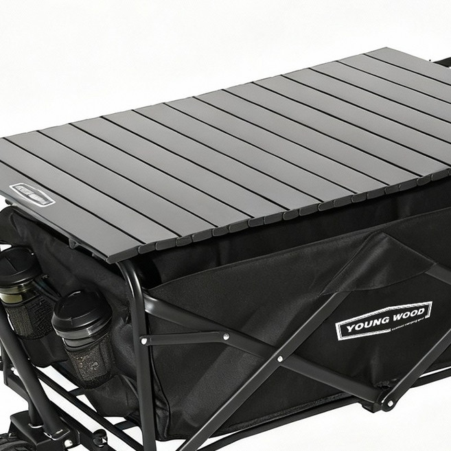 영우드 다용도 캠핑 카트 접이식 아웃도어 웨건 폴딩 카트, 1개, 블랙 상판