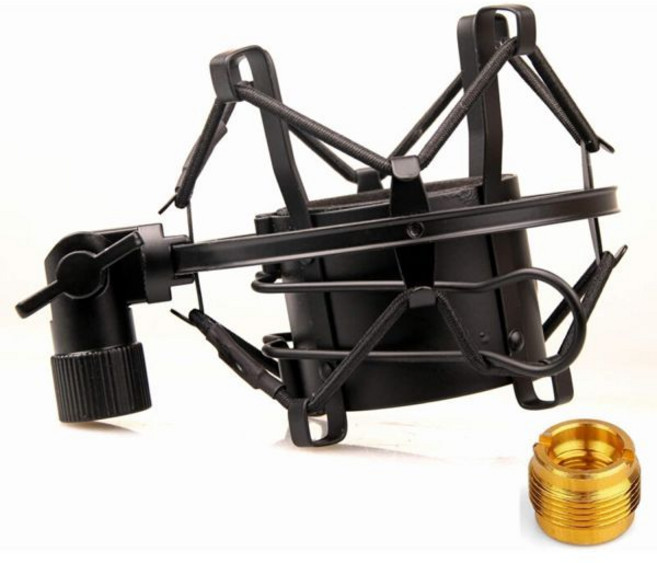 범용 마이크 쇼크 마운트 가장 진보된 거미줄형 방진 구조로 1.8-2.1인치48-54mm 대경 콘덴서 마이크와 호환 가능 AT 2020 USB MXL440 550 RODE NT, 1.8-2.1"(48-54mm) Black