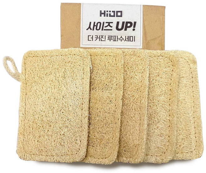 하이제이디 루파 천연 수세미 주방 제로웨이스트, 5개, 1개