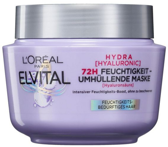 L'ORÉAL 빛나는 머리카락을 위한 로레알 파리 엘비탈 보습 헤어 마스크 수분 증진을 히알루로닉 집중 트리트먼트 히드라 히알루로닉 300ml, 1