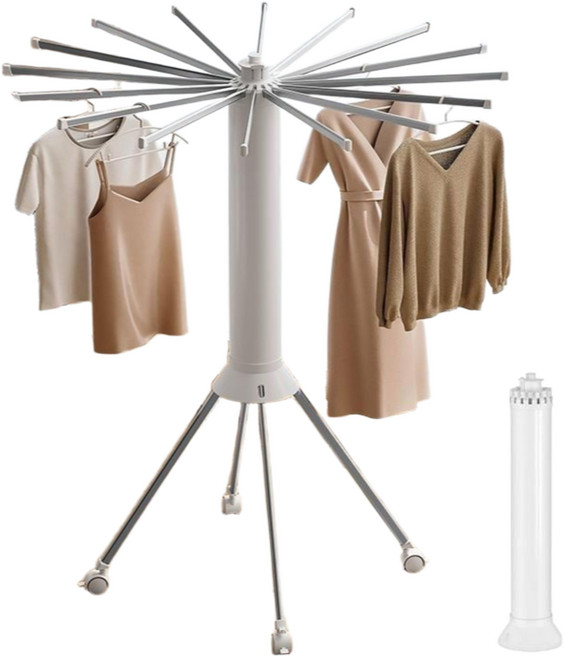 리빙가감법 프리미엄 넉넉한 문어 빨래 건조대 다용한 용도 이동간편 바퀴 틈새 보관 우산형 접이식 건조대 튼튼한 빨래 건조대, 화이트