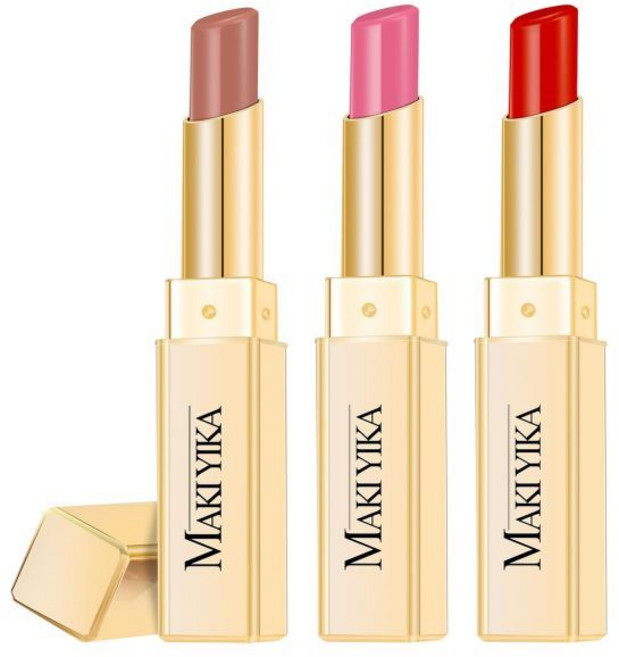 MAKI YIKA 3종 모이스처 립스틱 누드 핑크 레드 하이드레이트, MA55/62/63, 1개
