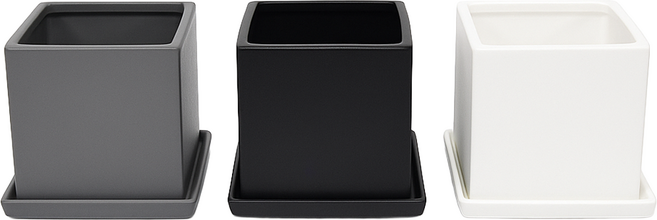 모던레시피 무광 사각 도자기 화분 받침 세트, 그레이, 1개