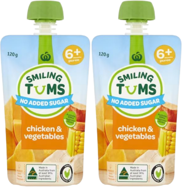 호주 스마일링텀스 퓨레 이유식 6개월부터, 2개, 120g, 혼합맛(치킨/베지터블)