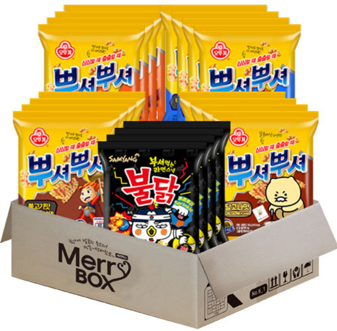 스낵세트 뿌셔뿌셔{불고기4+바베큐4+양념치킨4+달고나4}+뿌셔불닭4, 1세트